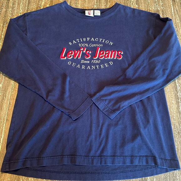 Levi’s Tops - Vintage Levi’s Jeans For Women Embroidered Long Sleeve T-Shirt Navy Size L